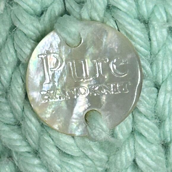 Pure Handknit Mint Green Chunky Thick Hand Knitted Sweater 100% Cotton size M/L - Picture 3 of 11